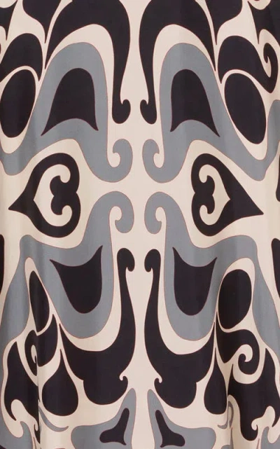 La Doublej La Double J Silk Midi Dress With Abstract Pattern In Multi