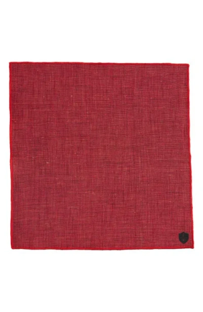 Clifton Wilson Dark Red Slub Linen Pocket Square