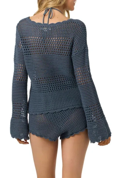 O'neill Consuelo Open Stitch Cover-up Sweater In Blue