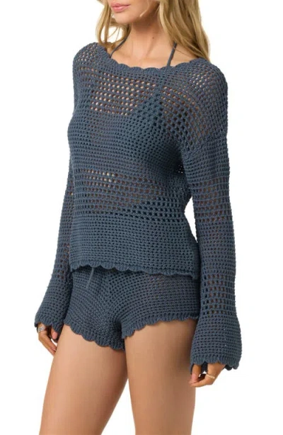 O'neill Consuelo Open Stitch Cover-up Sweater In Blue