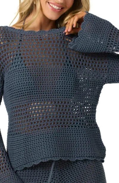 O'neill Consuelo Open Stitch Cover-up Sweater In Blue