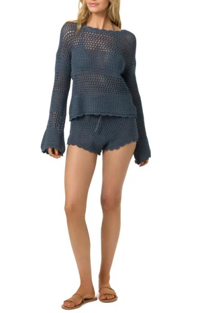 O'neill Consuelo Open Stitch Cover-up Sweater In Blue