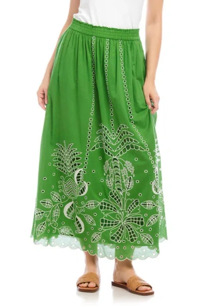 Karen Kane Cutout Embroidered Cotton Maxi Skirt