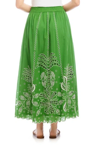 Karen Kane Cutout Embroidered Cotton Maxi Skirt
