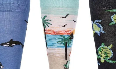 Memoi Assorted 3-pack Crew Socks In Multi