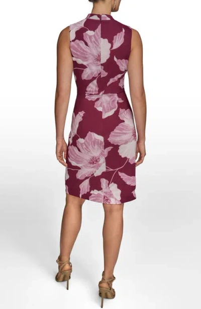 Donna Karan New York Floral Print Faux Wrap Sheath Dress In Purple