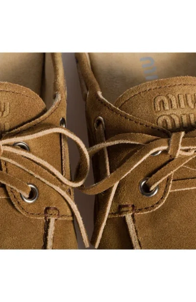 Miu Miu Faded Suede Mules In Gold