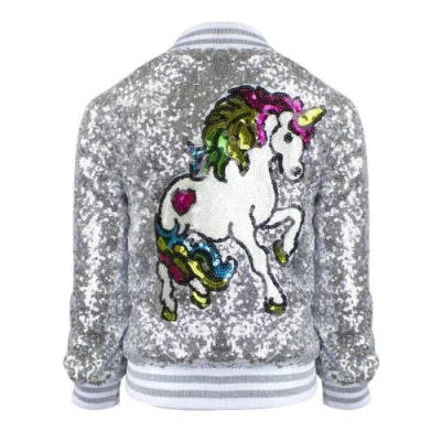Lola + The Boys Girl's Unicorn Sequined Bomber Jacket