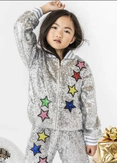 Lola + The Boys Girl's Unicorn Sequined Bomber Jacket
