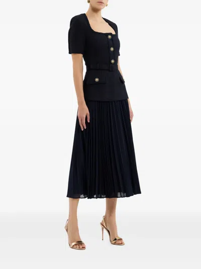Rebecca Vallance Jonie Belted Pleated Midi Dress In Blue