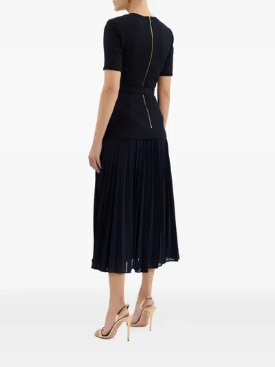 Rebecca Vallance Jonie Belted Pleated Midi Dress In Blue