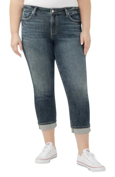 Silver Jeans Co. Suki Americana Curvy Mid Rise Capri Jeans In Blue