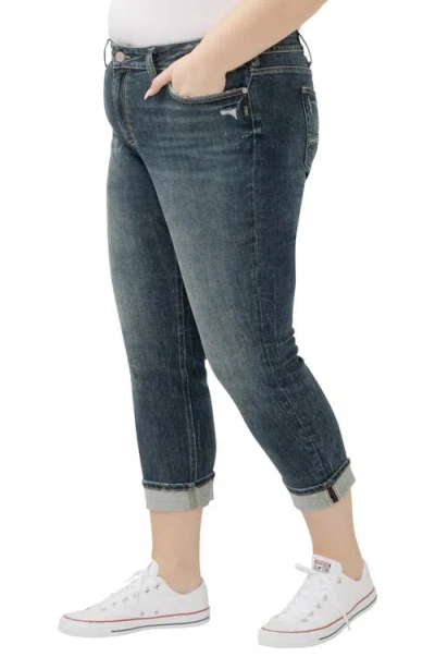 Silver Jeans Co. Suki Americana Curvy Mid Rise Capri Jeans In Blue