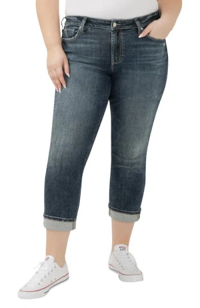 Silver Jeans Co. Suki Americana Curvy Mid Rise Capri Jeans In Blue