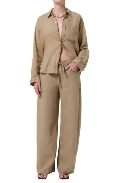 Citizen Of Humanity Citizens Of Humanity Kayla Button-up Linen Shirt In Neutral