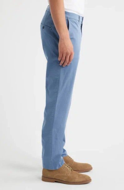 Brax Fabio Micropattern Flat Front Cotton Blend Pants In Blue
