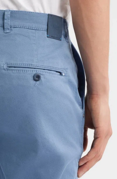 Brax Fabio Micropattern Flat Front Cotton Blend Pants In Blue