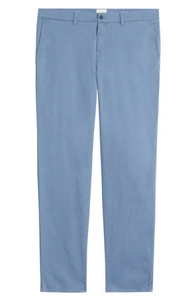Brax Fabio Micropattern Flat Front Cotton Blend Pants In Blue