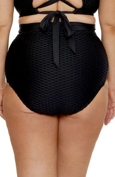 Becca Etc Women's Castaway Textured High Waist Bikini Bottoms In Black