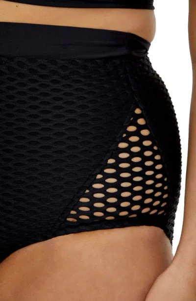 Becca Etc Women's Castaway Textured High Waist Bikini Bottoms In Black