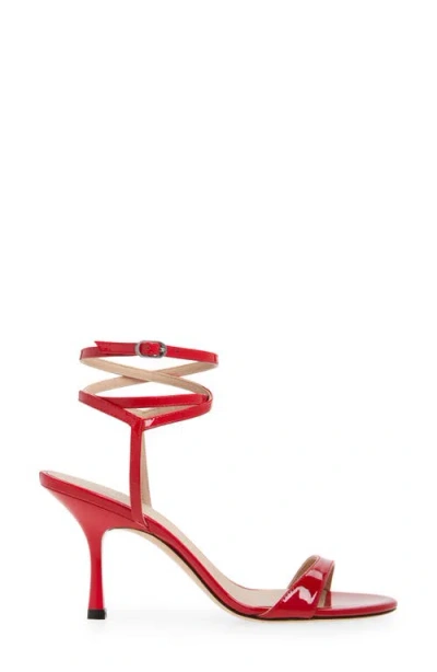 Stuart Weitzman Nudist Patent Ankle-strap Sandals In Cherry