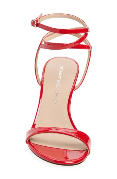 Stuart Weitzman Nudist Patent Ankle-strap Sandals In Cherry