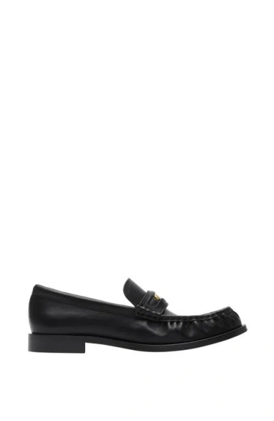 Burberry Leather Penny Loafers In Black