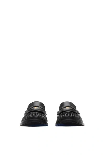 Burberry Leather Penny Loafers In Black