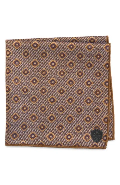 Clifton Wilson Brown Diamond Jacquard Silk Pocket Square