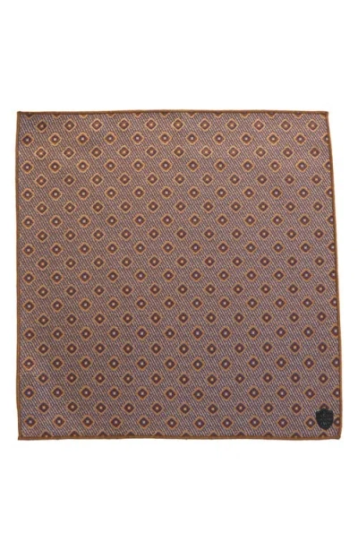 Clifton Wilson Brown Diamond Jacquard Silk Pocket Square