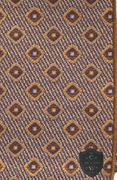 Clifton Wilson Brown Diamond Jacquard Silk Pocket Square