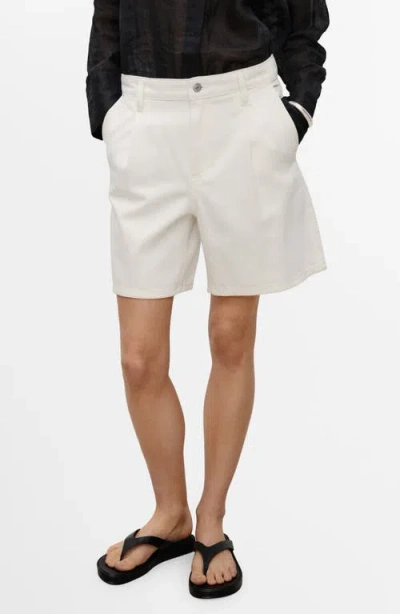 Mango Dart Bermuda Denim Shorts In White