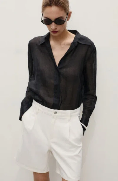 Mango Dart Bermuda Denim Shorts In White