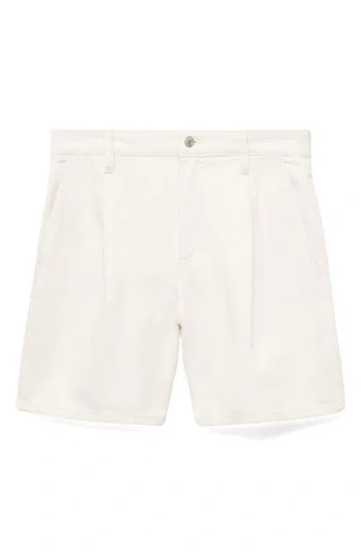 Mango Dart Bermuda Denim Shorts In White