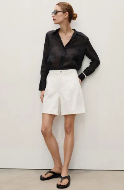 Mango Dart Bermuda Denim Shorts In White