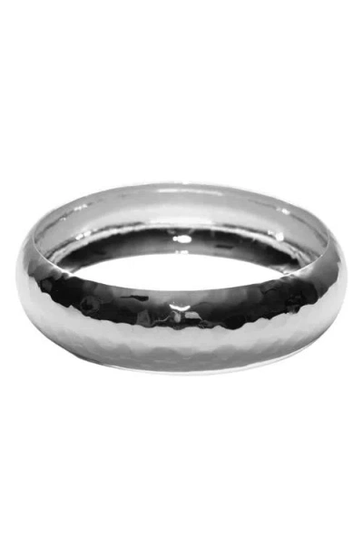 Argento Vivo Sterling Silver Hammered Wide Bangle