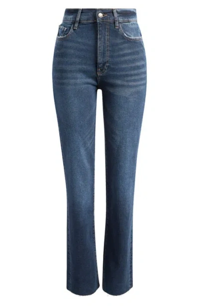 Warp & Weft Warp+weft Rfd Raw Hem High Waist Straight Leg Jeans In Blue