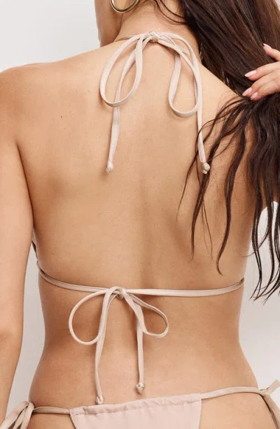 Good American Women's Satin Tiny-ties Floral Bikini Top In White