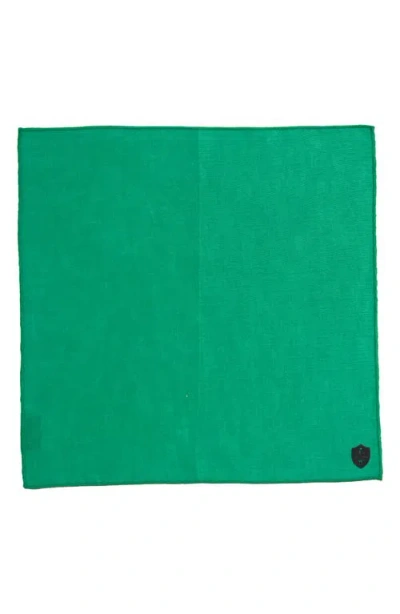 Clifton Wilson Kelly Green Slub Linen Pocket Square