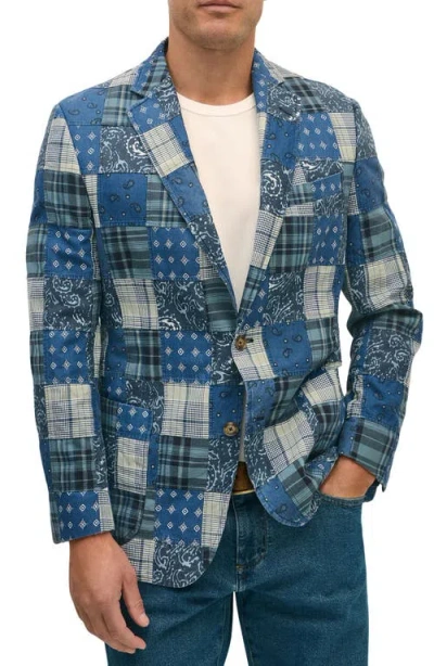 Brooks Brothers Classic Fit Cotton Patchwork Madras Sport Coat In Navy