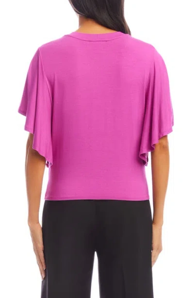 Karen Kane Flutter Sleeve Drape Front Top In Orchid