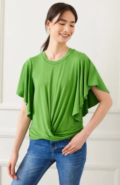 Karen Kane Flutter Sleeve Drape Front Jersey Top
