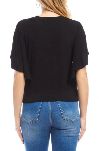 Karen Kane Flutter Sleeve Drape Front Jersey Top In Black