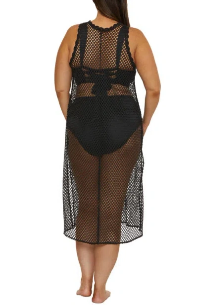 Becca Etc Women's Castaway Island Crocheted Cover-up Dress In Black