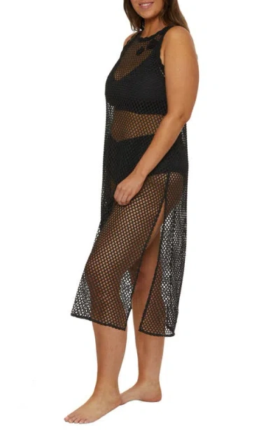 Becca Etc Women's Castaway Island Crocheted Cover-up Dress In Black