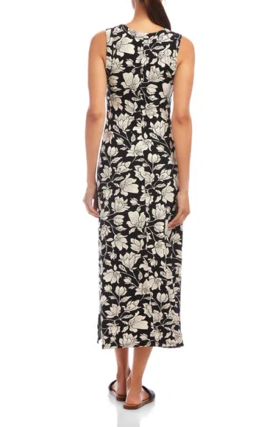 Karen Kane Sleeveless V Neck Midi Dress In Black Floral In Black