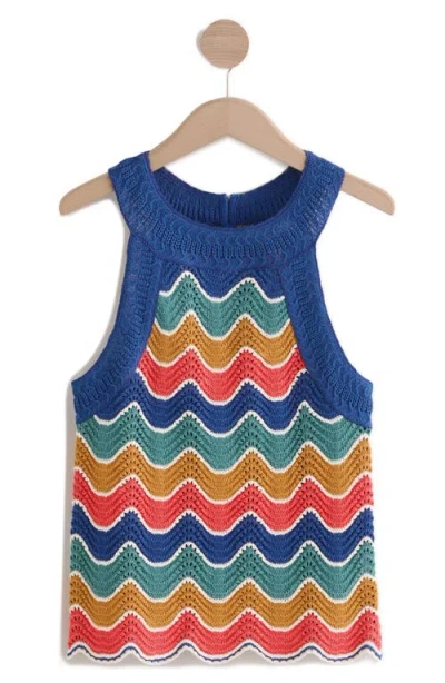 Next Stripe Open Stitch Sleeveless Cotton Sweater