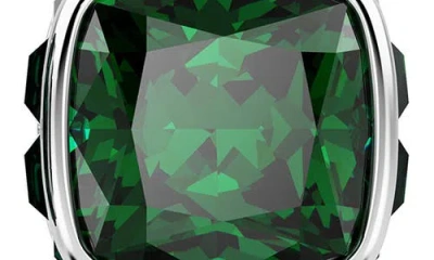 Swarovski Rhodium Plated Square Cut Color Birthstone Stud Earrings In Metallic