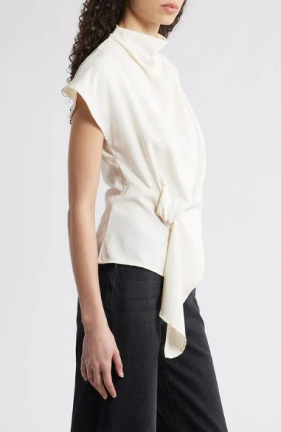 Nikki Lund Jade Asymmetric Drape Top In White