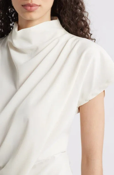 Nikki Lund Jade Asymmetric Drape Top In White